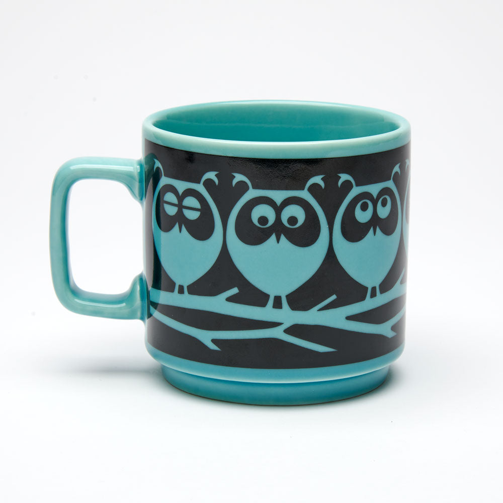 Magpie x Hornsea Mug - Owls on Branch Teal