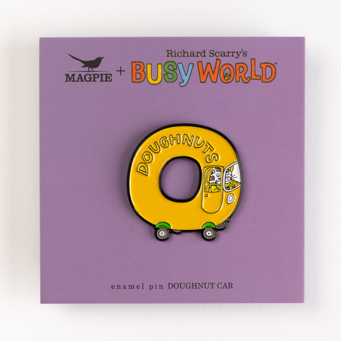 Magpie x Richard Scarry Doughnut Car Enamel Pin