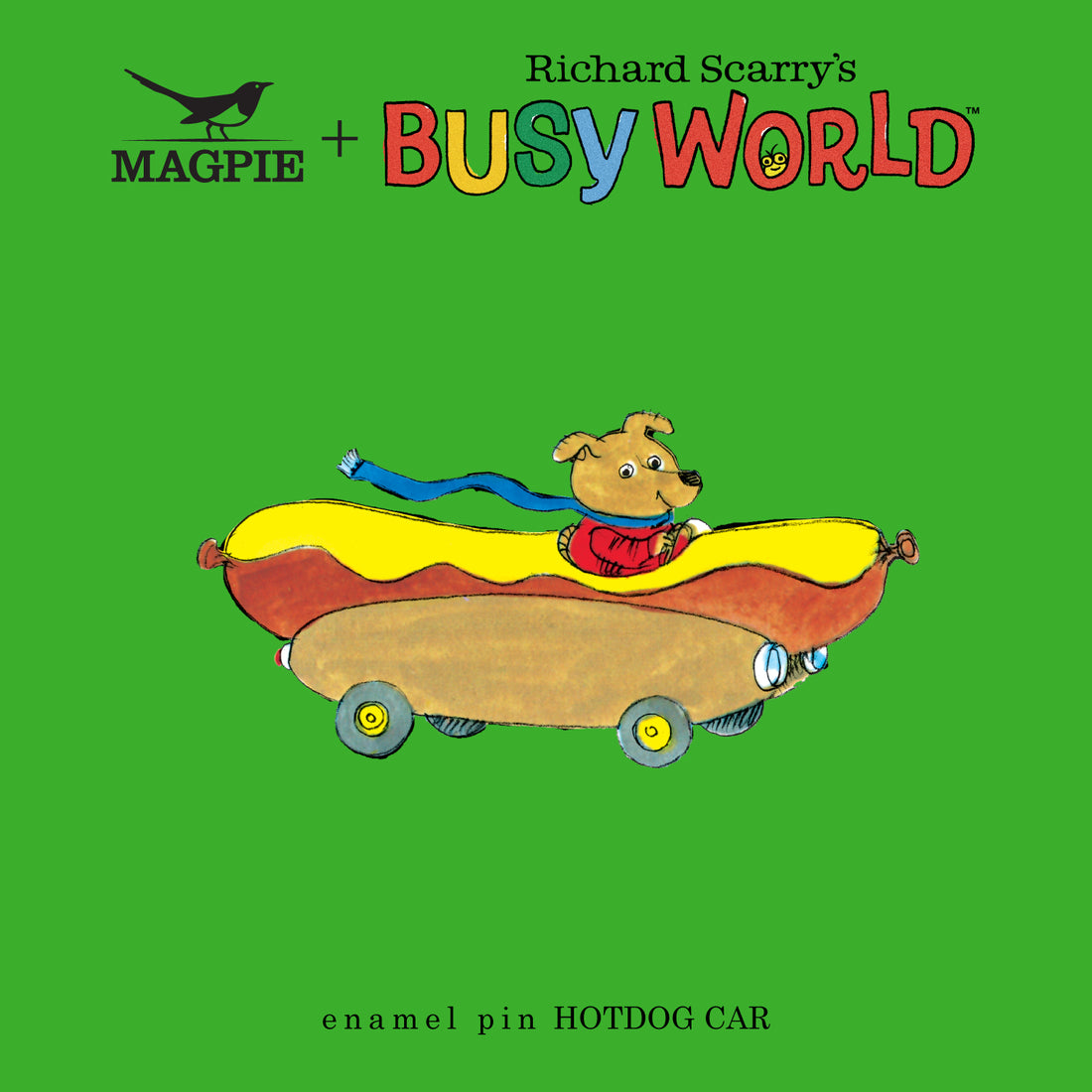 Magpie x Richard Scarry Hotdog Car Enamel Pin