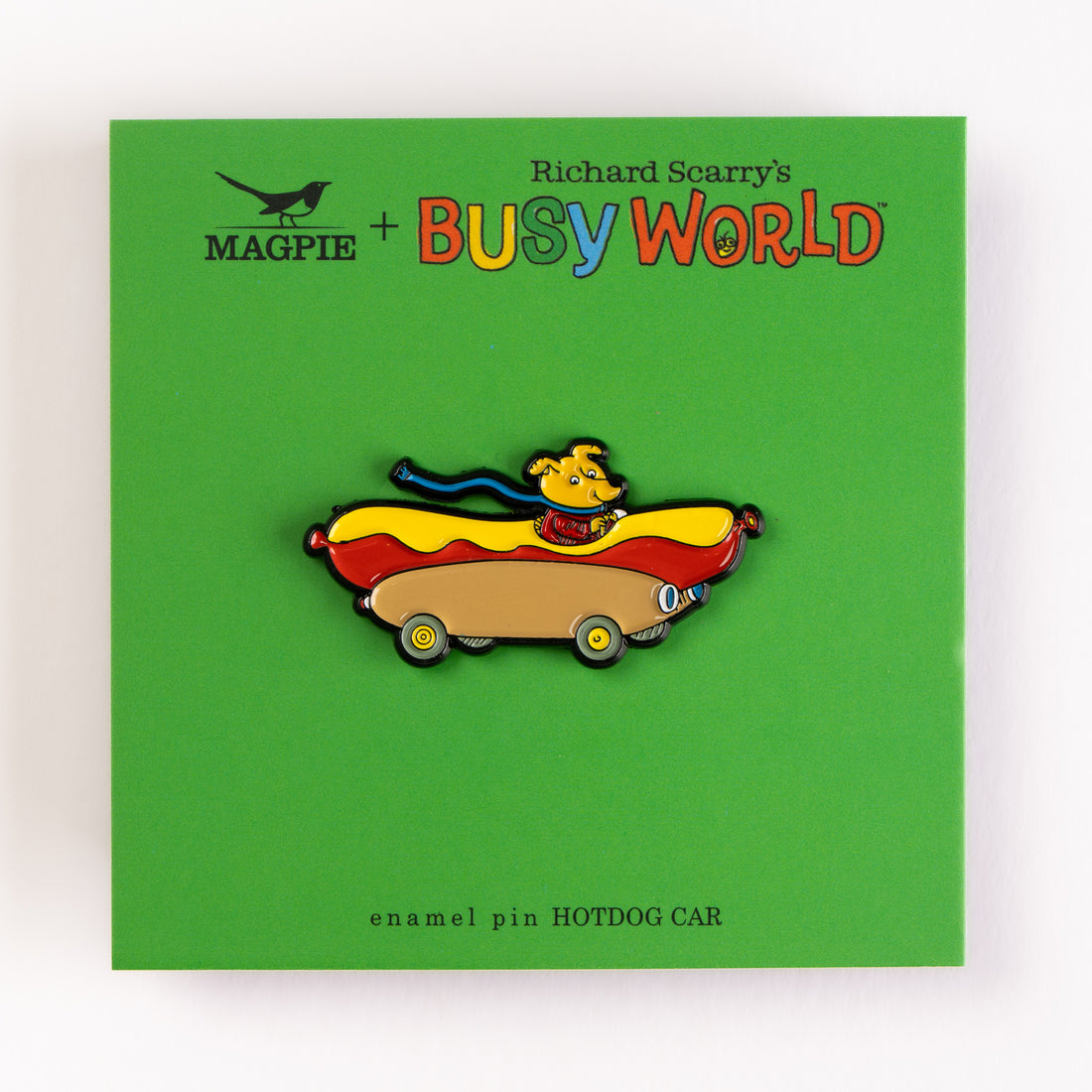 Magpie x Richard Scarry Hotdog Car Enamel Pin