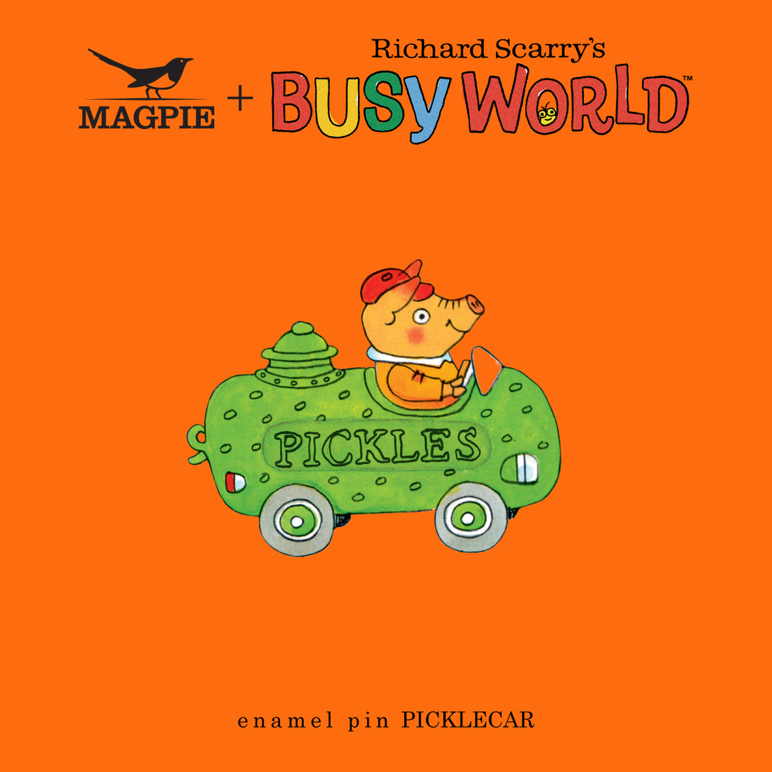 Magpie x Richard Scarry Picklecar Enamel Pin