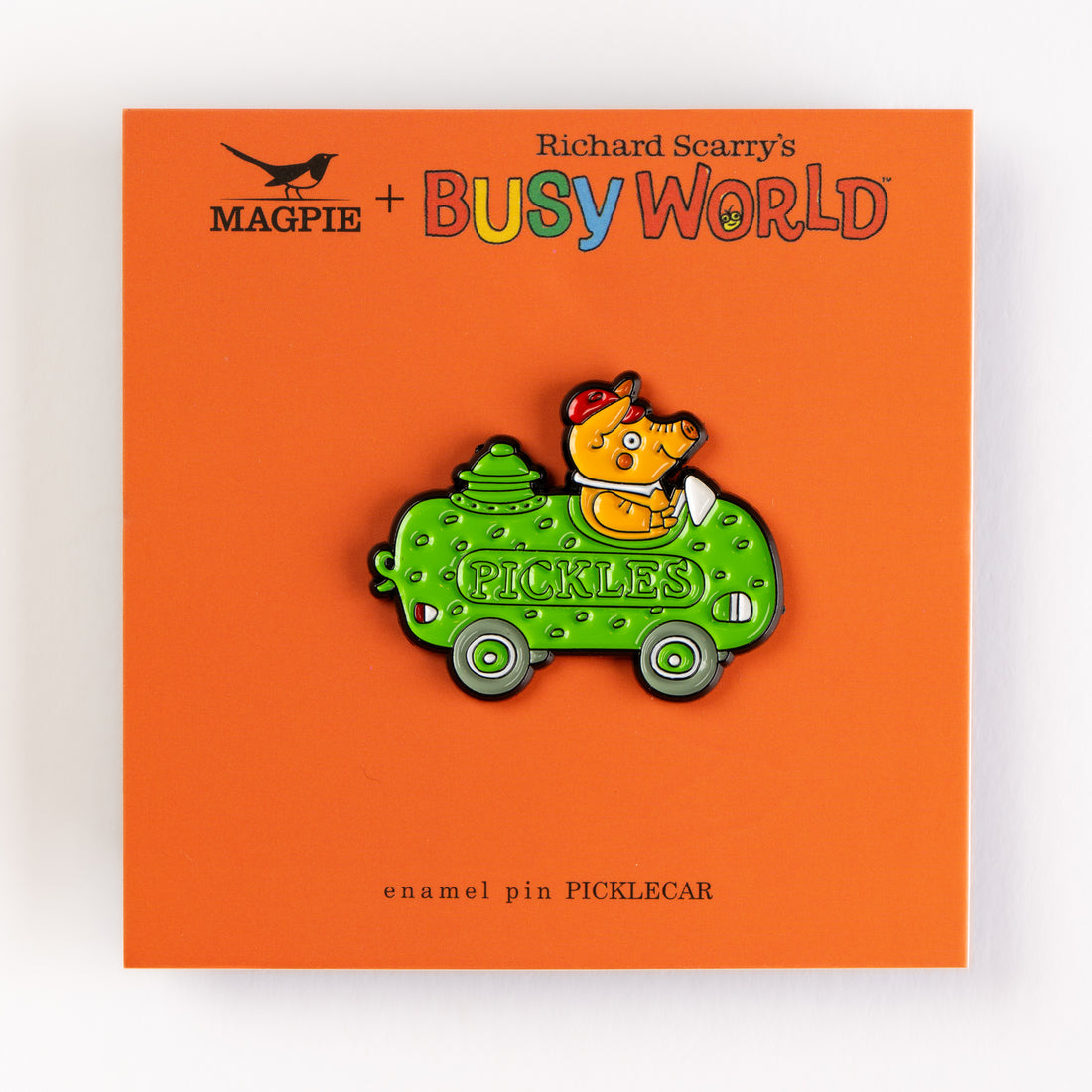 Magpie x Richard Scarry Picklecar Enamel Pin