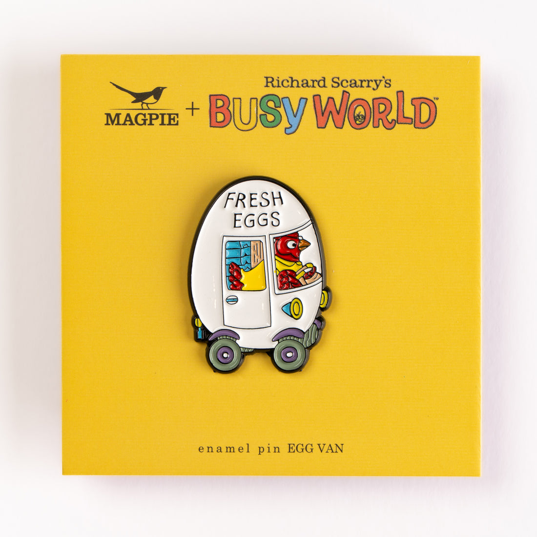 Magpie x Richard Scarry Egg Van Enamel Pin