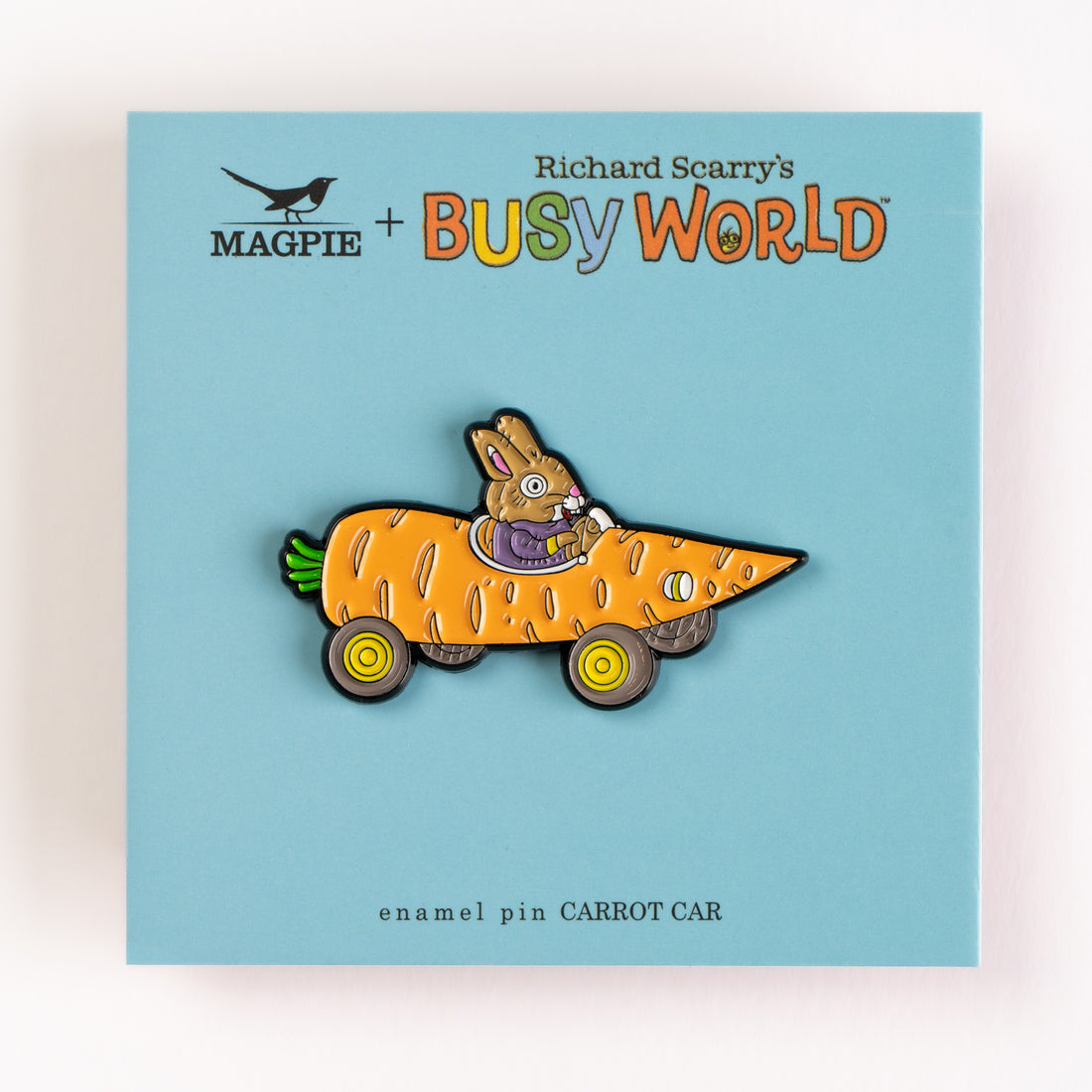 Magpie x Richard Scarry Carrot Car Enamel Pin