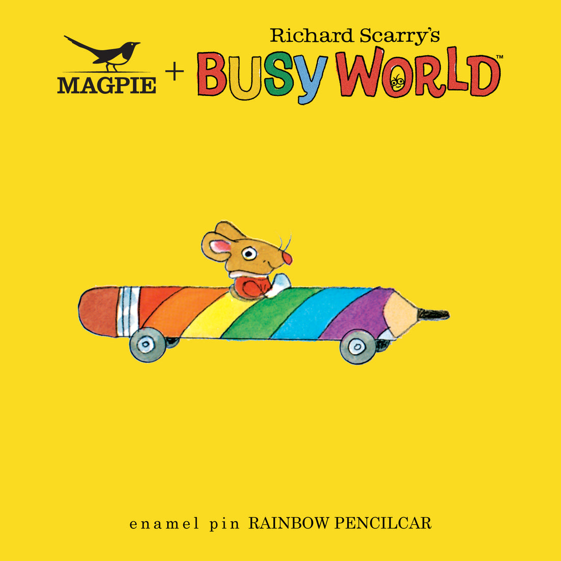 Magpie x Richard Scarry Rainbow Pencilcar Enamel Pin